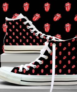 Rolling Stones Tongue Pattern Canvas Shoes High Top Sneakers