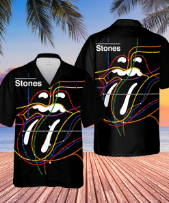 The Rolling Stones Awesome Tongue Lines Shape Hawaiian Shirt