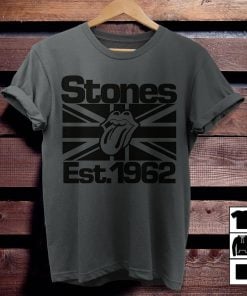 The Rolling Stones Merch Black on Black Union Jack Lick TShirt Sweatshirt Hoodie - Dark Heather