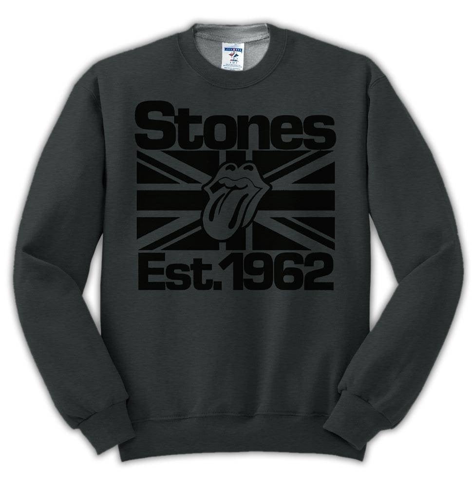 The Rolling Stones Merch Black on Black Union Jack Lick TShirt Sweatshirt Hoodie - Dark Heather