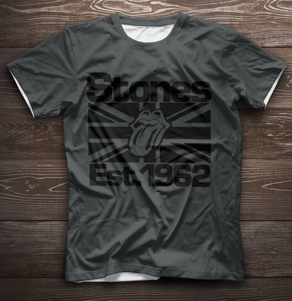 The Rolling Stones Merch Black on Black Union Jack Lick TShirt Sweatshirt Hoodie - Dark Heather