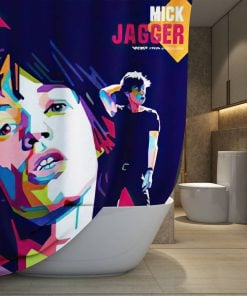 The Rolling Stones Merch Mick Jagger Art Shower Curtain, Extra Long 71 Inch