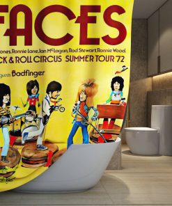 The Rolling Stones Merch Rock Roll Circus Summer Tour 72 Art Shower Curtain, Extra Long 71 Inch