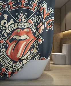 The Rolling Stones Merch Tattoo you World Tour 1981 Art Shower Curtain, Extra Long 71 Inch