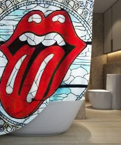 The Rolling Stones Merch Wall tiles Art Shower Curtain, Extra Long 71 Inch