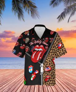 The Rolling Stones Unzipped Pattern Hawaiian Shirt